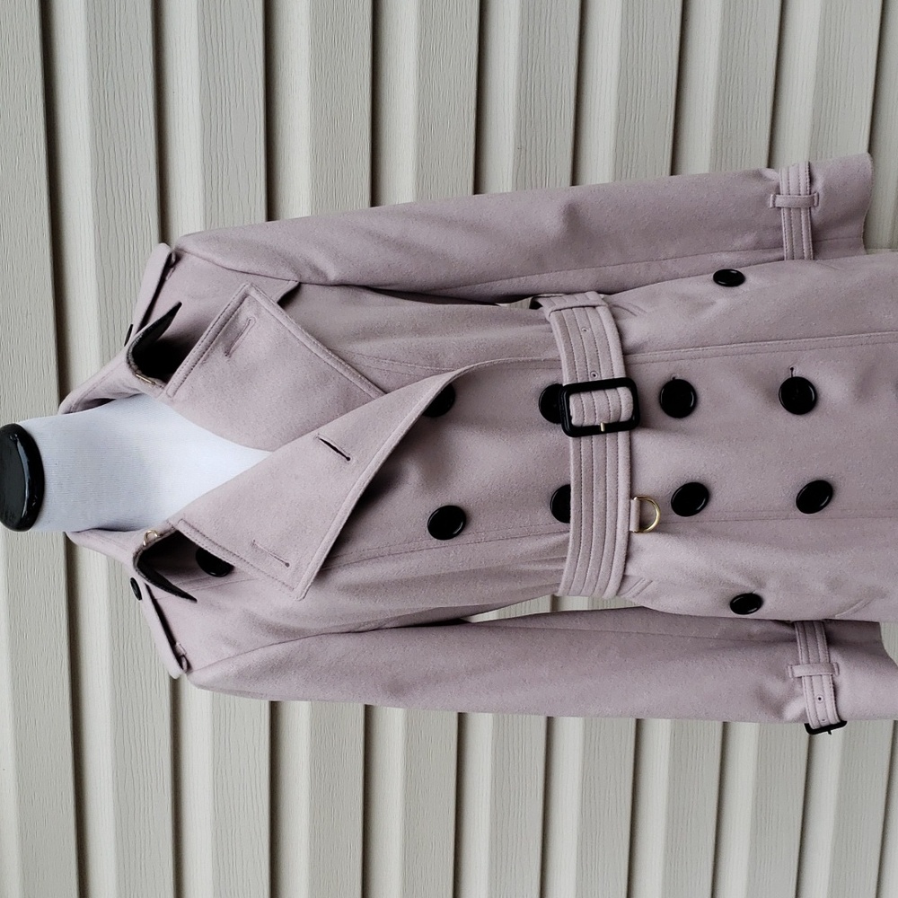 BURBERRY SANDRINGHAM 100% CASHMERE DOUBLE-BREASTED TRENCH COAT IN PALE ORCHID - Picture 5 of 16